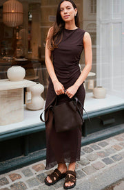 Liblana Mesh Top | Dark Brown | Bluse fra Neo Noir