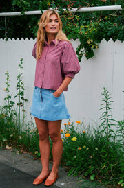 Etta Soft Stripe Stone Shirt | Dark Rose | Bluse fra Neo Noir