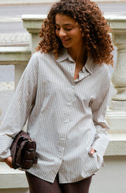 Dita Double Stripe Shirt | Creme | Bluse fra Neo Noir