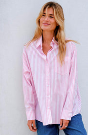 Dalma Soft Stripe Stone Shirt | Pink | Bluse fra Neo Noir