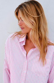 Dalma Soft Stripe Stone Shirt | Pink | Bluse fra Neo Noir