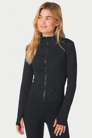 Nolana Zip Bluse | Schwarz | Athleisure von Neo Noir
