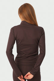 Nolana Zip Bluse | Schokoladenbraun | Athleisure von Neo Noir