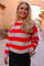 Fro Pullover | Flamingo Red Creme Stripe | Strik fra Liberté