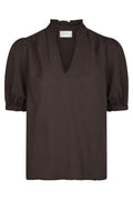 Odesa Linen Blouse | Dark Brown | Bluse fra Neo Noir