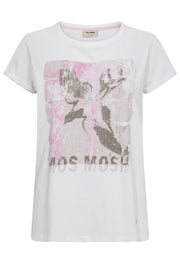 Flori O-SS Tee | White | T-shirt fra Mos Mosh