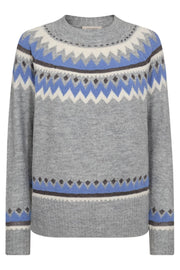 Mayfair Pullover 204655 | Medium Grey Mel. w Wedgewood | Strik fra Freequent