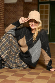 Beth Argyle Knit Jumper | Black | Strik fra Black Colour
