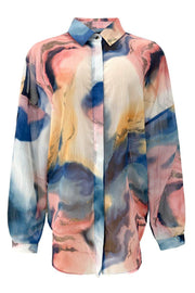 Sarafina Ls Shirt | Blue Peach Gold Marble | Skjorte fra Liberté