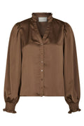 Delsie Drapy Sateen Blouse | Dusty Brown | Bluse fra Neo Noir