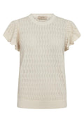Ganna Pattern O-Neck Knit Top | Ecru | Strik fra Mos Mosh