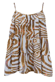 Luna Flare Strap Top | Blue Zebra | Bluse fra Black Colour