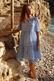 Flora Ss Dress | Blue Lace | Kjole fra Liberté
