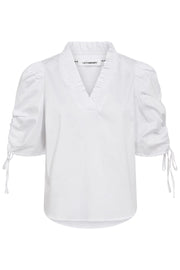 Sanna SS Puff V-Blouse 35894 | White | Top fra Co'couture