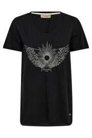 Gethi O-SS Glam Tee | Black | T-shirt fra Mos Mosh