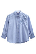Evalina Shirt 207661 | Vista Blue W. Star Off-White | Skjorte fra Freequent – nedsat