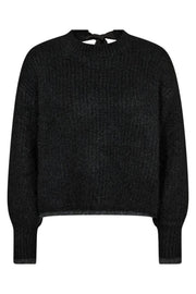 Coralie Bow LS Rib Knit 32157 | Black | Strik fra Co'couture