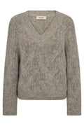 Unnur Hale V-neck Knit | Drizzle | Strik fra Mos Mosh – nedsat
