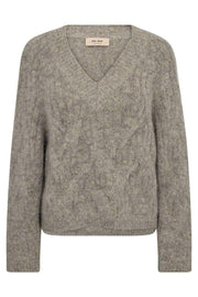 Unnur Hale V-neck Knit | Drizzle | Strik fra Mos Mosh