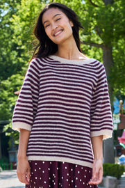 Dell Striped Jumper | Plum | Strikket Top fra Black Colour