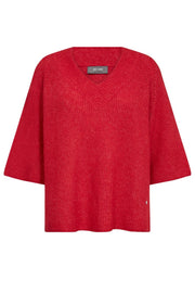 Taci 3/4 V-Neck Knit  | Chinese Red | Strik fra Mos Mosh