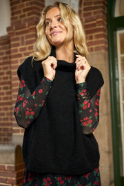 Dell Roll Neck Knit Vest | Black | Strik fra Black Colour