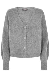 Thora V-Neck Knit Cardigan | Grey Melange | Strik fra Mos Mosh