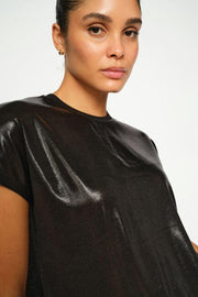 Nivola O-neck Metallic Tee | Black | T-shirt fra Mos Mosh