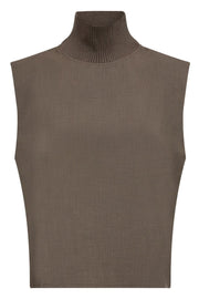 Vida Rib Turtleneck Vest | Walnut | Top fra Co'couture