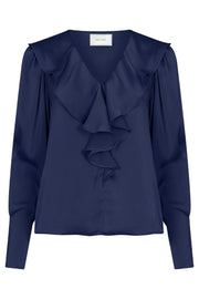 Sandie Sateen Blouse | Navy | Bluse fra Neo Noir