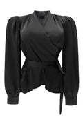 Kiki Ls Wrap Blouse | Black | Bluse fra Liberté