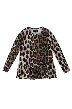 Alma Ls Frill Tshirt (Kinder) | Big Lux Leo Fossil | T-Shirt von Liberté Ami