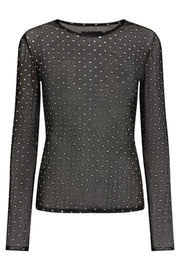 Mesh Ls Sparkle Tshirt | Black Silver Heart |  Liberté