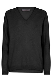 Arlie Cashmere V-Neck Knit | Black | Strik fra Mos Mosh
