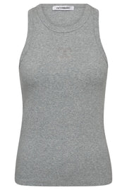 Sahara Embroidery Tank Top 33151 | Light Grey | T-Shirt fra Co'couture