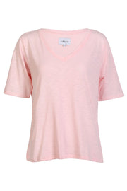 Ulla Ss Vneck Tshirt | Light Rose | T-shirt fra Liberté