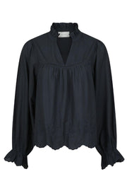 Heline Emb Blouse | Navy | Bluse fra Neo Noir