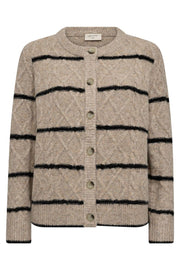 Hiro Cardigan 206744 | Desert Taupe Mel. W. Black | Cardigan fra Freequent