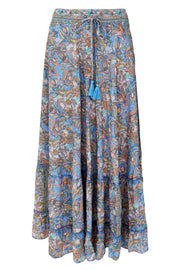 Luna Maxi Frill Skirt | Aqua Tropic | Nederdel fra Black Colour
