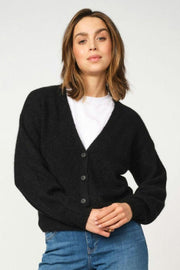 Thora V-Neck Knit Cardigan | Black | Strik fra Mos Mosh