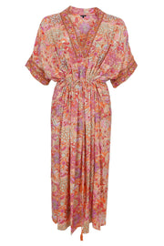 Luna Kaftan Tie Dress | Pacifique Orange | Kjole fra Black Colour