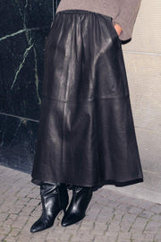 Deena Leather Skirt | Black | Nederdel fra Mos Mosh