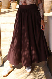 Frede Long Skirt | Dark Chocolate | Nederdel fra Liberté