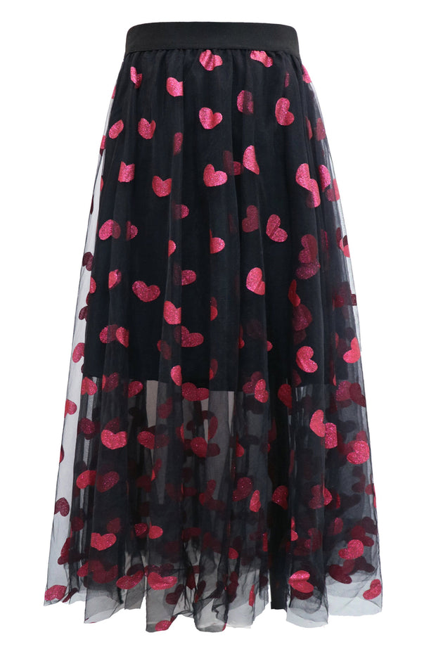 Tulle Heart Skirt | Black Pink Heart | Nederdel fra Liberté