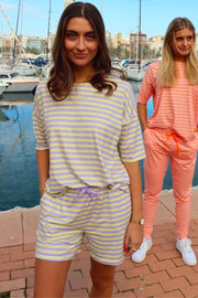 Alma Shorts | Lavender Yellow Stripe | Shorts fra Liberté