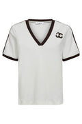 Edge Stripe V-Tee 33161 | OffWhite Mocca | T-Shirt von Co'couture