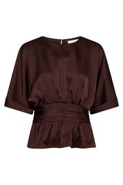 Annegret Heavy Sateen Blouse | Burgundy | Bluse fra Neo Noir