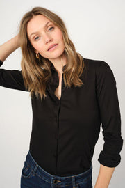 Tina Jersey Shirt | Black | Jersey skjorte fra Mos Mosh