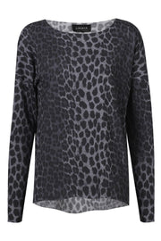 Alma Ls Top (Fleece) | Dark Grey Leo | Bluse fra Liberté