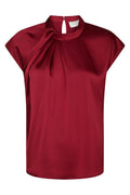Fleur Drapy Satin Blouse | Wine | Bluse fra Neo Noir